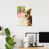 Niedliche Kleintiere | American Flag Corgi Poster (Heimbüro)
