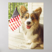 Niedliche Kleintiere | American Flag Corgi Poster (Vorne)