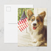 Niedliche Kleintiere | American Flag Corgi Postkarte (Vorne/Hinten)