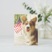 Niedliche Kleintiere | American Flag Corgi Postkarte (Stehend Vorderseite)