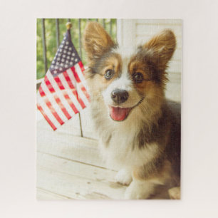Niedliche Kleintiere American Flag Corgi Puzzle
