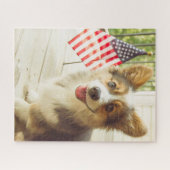 Niedliche Kleintiere | American Flag Corgi Puzzle (Horizontal)