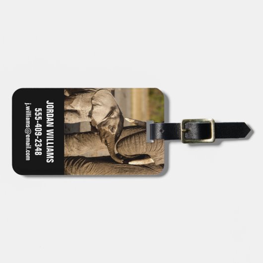 Niedliche Kleintiere | Baby Elephant & Mama Gepäckanhänger (Vorderseite horizontal)