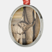 Niedliche Kleintiere | Baby Elephant & Mama Ornament Aus Metall (Links)