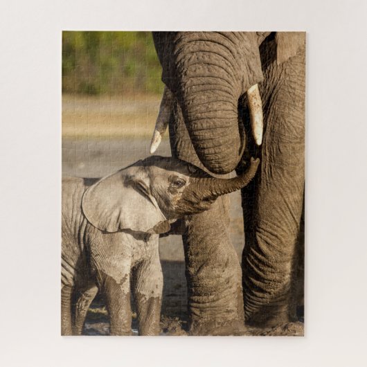 Niedliche Kleintiere | Baby Elephant & Mama Puzzle (Vertikal)