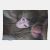 Niedliche Kleintiere | Baby Macaque Monkey & Mothe Geschirrtuch (Horizontal)