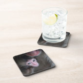 Niedliche Kleintiere | Baby Macaque Monkey & Mothe Getränkeuntersetzer (Rechte Seite)