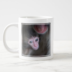 Niedliche Kleintiere Baby Macaque Monkey & Mothe Jumbo-Tasse
