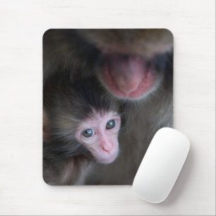 Niedliche Kleintiere Baby Macaque Monkey & Mothe Mousepad