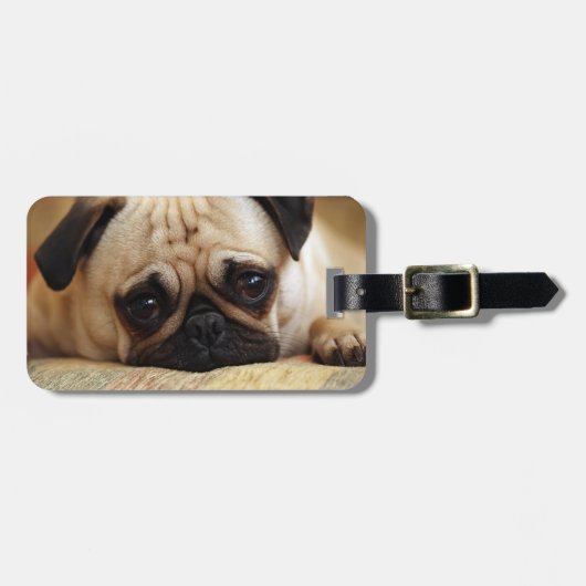 Niedliche Kleintiere | Baby Mops Puppy Gepäckanhänger (Vorderseite horizontal)