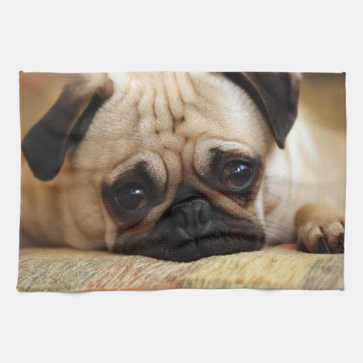 Niedliche Kleintiere | Baby Mops Puppy Geschirrtuch (Horizontal)