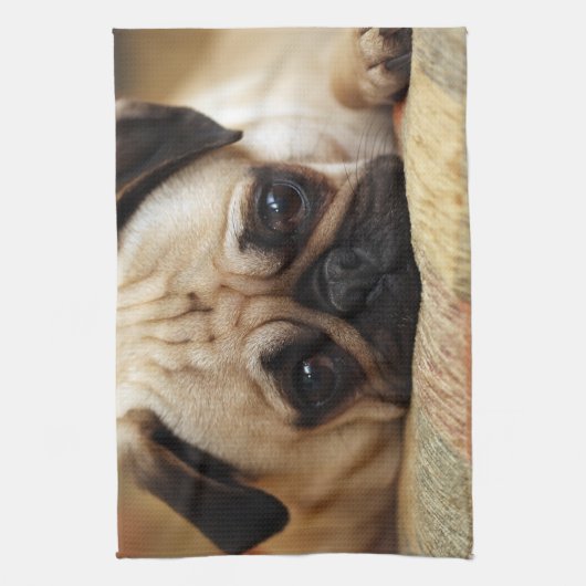 Niedliche Kleintiere | Baby Mops Puppy Geschirrtuch (Vertikal)