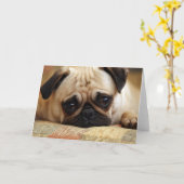 Niedliche Kleintiere | Baby Mops Puppy Karte (Gelbe Blume)