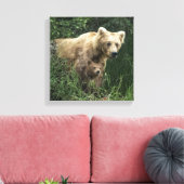 Niedliche Kleintiere | Bear Mama Bear & Ihre Cubs Leinwanddruck (Insitu (Wohnzimmer))
