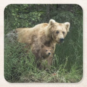 Niedliche Kleintiere | Bear Mama Bear & Ihre Cubs Rechteckiger Pappuntersetzer (Vorderseite)