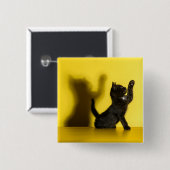 Niedliche Kleintiere | Black Cat Playing Button (Vorne & Hinten)