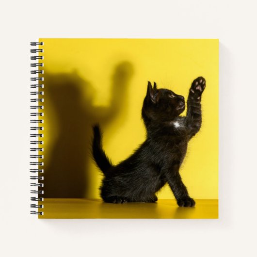 Niedliche Kleintiere | Black Cat Playing Notizblock (Vorderseite)