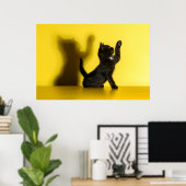 Niedliche Kleintiere | Black Cat Playing Poster (Heimbüro)