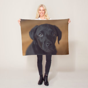 Niedliche Kleintiere Black Labrador Puppy Fleecedecke
