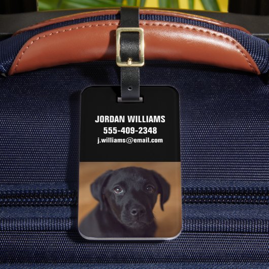 Niedliche Kleintiere | Black Labrador Puppy Gepäckanhänger (Vorderseite Insitu 2)