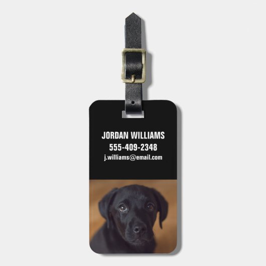 Niedliche Kleintiere | Black Labrador Puppy Gepäckanhänger (Vorderseite vertikal)