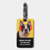 Niedliche Kleintiere | Boston Terrier Kopfhörer Gepäckanhänger (Rückseite vertikal)