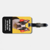 Niedliche Kleintiere | Boston Terrier Kopfhörer Gepäckanhänger (Rückseite horizontal)