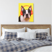 Niedliche Kleintiere | Boston Terrier Kopfhörer Leinwanddruck (Insitu (Schlafzimmer))