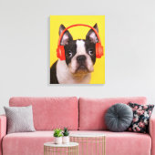 Niedliche Kleintiere | Boston Terrier Kopfhörer Leinwanddruck (Insitu (Wohnzimmer))