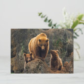 Niedliche Kleintiere | Braunbärenfamilie Dankeskarte (Stehend Vorderseite)