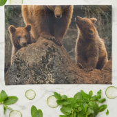 Niedliche Kleintiere | Braunbärenfamilie Geschirrtuch (Gefaltet)