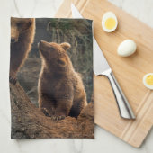 Niedliche Kleintiere | Braunbärenfamilie Geschirrtuch (Viertel Falte)