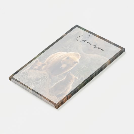 Niedliche Kleintiere | Braunbärenfamilie Post-it Klebezettel (angewinkelt)