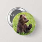 Niedliche Kleintiere | Braune Bärenwölfe Button (Vorne & Hinten)