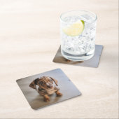 Niedliche Kleintiere | Braune Dackel Welpe Rechteckiger Pappuntersetzer (Vor Ort)