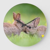 Niedliche Kleintiere | Bunny Kiss Große Wanduhr (Vorderseite)
