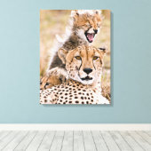 Niedliche Kleintiere | Cheetah Cat & Cub Leinwanddruck (Insitu (Holzboden))