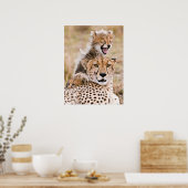 Niedliche Kleintiere | Cheetah Cat & Cub Poster (Küche)