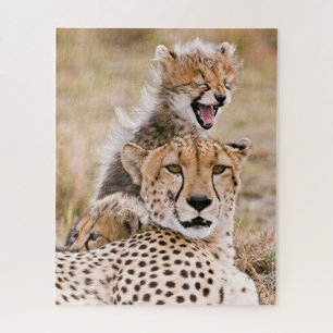 Niedliche Kleintiere   Cheetah Cat & Cub Puzzle
