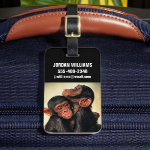Niedliche Kleintiere Chimpanzee Hug Gepäckanhänger