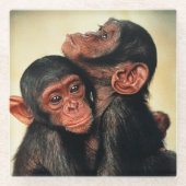 Niedliche Kleintiere | Chimpanzee Hug Glasuntersetzer (Vorderseite)
