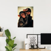 Niedliche Kleintiere | Chimpanzee Hug Poster (Heimbüro)