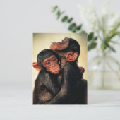 Niedliche Kleintiere | Chimpanzee Hug Postkarte (Stehend Vorderseite)