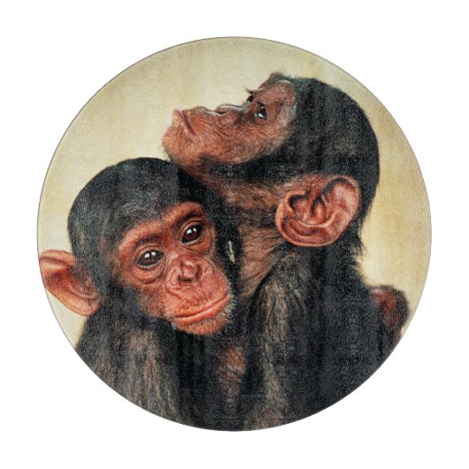Niedliche Kleintiere | Chimpanzee Hug Schneidebrett (Vorderseite)