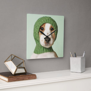 Niedliche Kleintiere Cocker Spaniel Puppy Quadratische Wanduhr