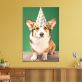 Niedliche Kleintiere | Corgi Birthday Welppy Leinwanddruck (Insitu (Wohnzimmer))