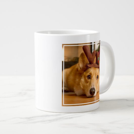 Niedliche Kleintiere | Corgi Christmas Reindeer Jumbo-Tasse (Vorderseite Rechts)