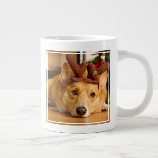 Niedliche Kleintiere | Corgi Christmas Reindeer Jumbo-Tasse (Rechts)