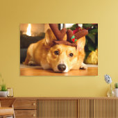 Niedliche Kleintiere | Corgi Christmas Reindeer Leinwanddruck (Insitu (Wohnzimmer))