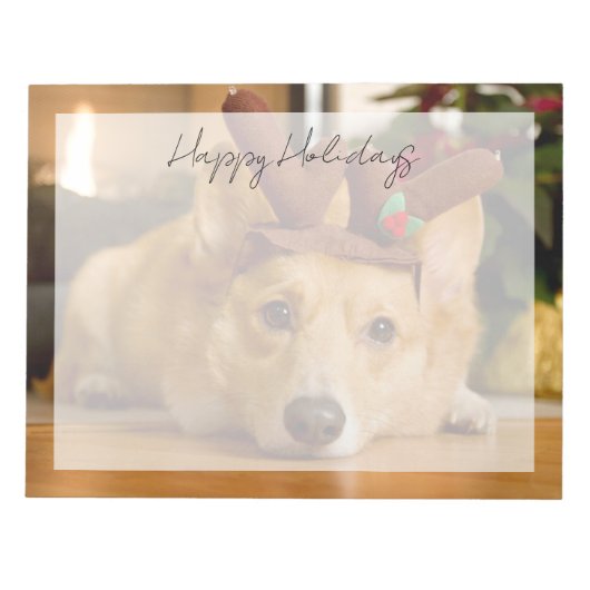 Niedliche Kleintiere | Corgi Christmas Reindeer Notizblock (Vorderseite)